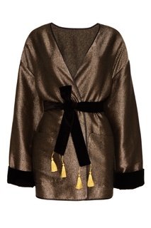Золотистый халат из шелковой ткани Sophie&Eva