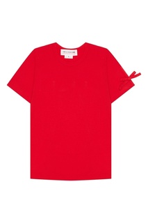 Красная футболка с бантами на рукавах Comme des Garcons