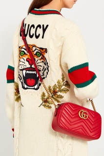 Красная кожаная сумка GG Marmont Gucci