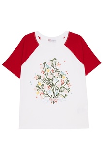 Хлопковая футболка с цветочным принтом Red Valentino