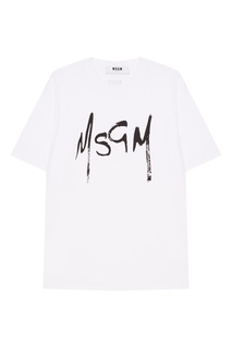 Белая футболка с логотипом Msgm