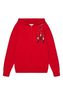 Красное худи с вышивкой пайетками Valentino