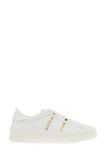Белые кожаные кроссовки с заклепками Valentino