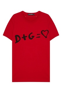 Красная футболка с надписью Dolce & Gabbana