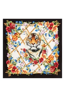 Шелковый платок с комбинированным принтом Dolce&;Gabbana