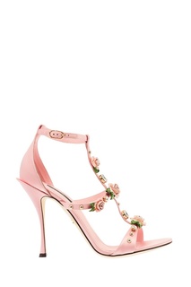 Розовые босоножки с объемными розами Dolce & Gabbana