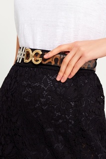 Кожаный ремень с леопардовым принтом Dolce&;Gabbana