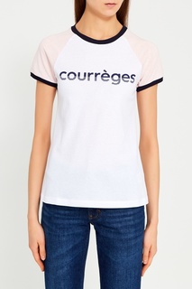 Хлопковая футболка с логотипом Courreges