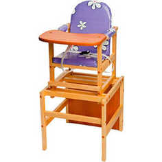 Стол-стул для кормления ПМДК Октябренок (ромашки/фиолетовый/светлый дуб/бук)