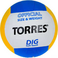 Мяч волейбольный любительский Torres Dig арт. V20145, размер 5,бел-жел-син
