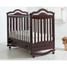 Кроватка Гандылян Анжелика колеса/качалка/ящик махагон К-2005-1