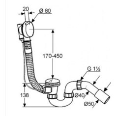 Слив-перелив Kludi для ванн (2130005N00)