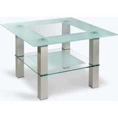 Стол журнальный Мебелик Кристалл 1 алюминий/прозрачное
