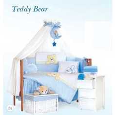 Комплект в кровать Tuttolina 6 предметов Teddy Bear голубой 6HD/24