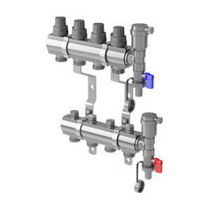 Коллекторная группа ROYAL Thermo в сборе универсальная 1 ВР-3/4 НР 12 выходов нержавеющая сталь (RTE 51.112)