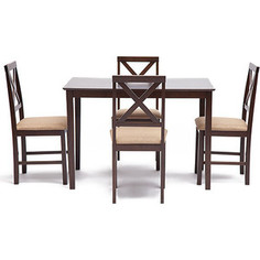 Обеденный комплект эконом TetChair Хадсон (стол + 4 стула)/ Hudson Dining Set, cappuccino (темный орех)