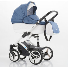 Коляска Mr Sandman Guardian Белый Перфорированный - Синий в Принт Сердечки (KMSG50-0553CH07)