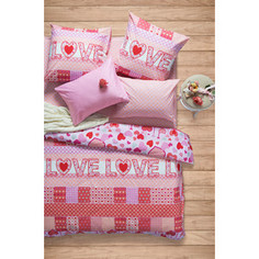 Комплект постельного белья Сова и Жаворонок 1,5 сп, поплин, Амарант, n70