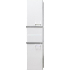Шкаф пенал Акватон Турин белый глянец с серебристой панелью (1A118003TU780)