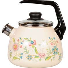 Чайник эмалированный со свистком 3.0 л СтальЭмаль Луговые цветы (4с209я)