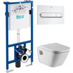 Комплект Roca Gap Clean Rim 34647L000 унитаз + инсталляция Roca WC, кнопка хром