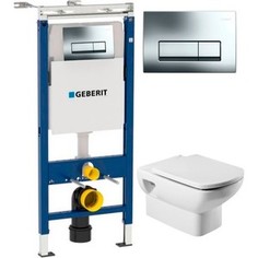 Комплект Roca Dama Senso 346517000 унитаз + инсталляция Geberit Delta 51, кнопка хром