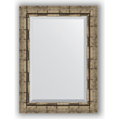 Зеркало с фацетом в багетной раме Evoform Exclusive 53x73 см, серебрянный бамбук 73 мм (BY 1126)