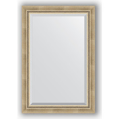 Зеркало с фацетом в багетной раме Evoform Exclusive 63x93 см, состаренное серебро с плетением 70 мм (BY 1172)