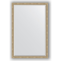 Зеркало с фацетом в багетной раме Evoform Exclusive 113x173 см, состаренное серебро с плетением 70 мм (BY 1212)