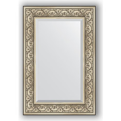 Зеркало с фацетом в багетной раме Evoform Exclusive 60x90 см, барокко серебро 106 мм (BY 3424)