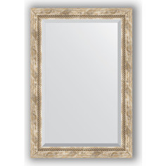 Зеркало с фацетом в багетной раме Evoform Exclusive 63x93 см, прованс с плетением 70 мм (BY 3433)