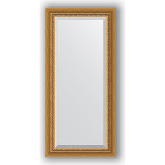 Зеркало с фацетом в багетной раме Evoform Exclusive 53x113 см, состаренное золото с плетением 70 мм (BY 3483)