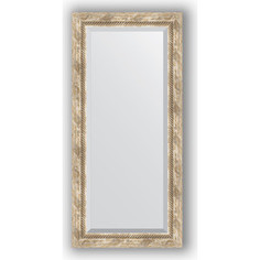Зеркало с фацетом в багетной раме Evoform Exclusive 53x113 см, прованс с плетением 70 мм (BY 3485)