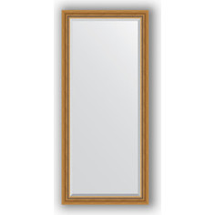 Зеркало с фацетом в багетной раме Evoform Exclusive 73x163 см, состаренное золото с плетением 70 мм (BY 3587)