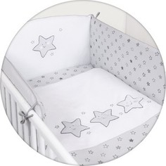Постельное белье Ceba Baby 3 пр. Stars grey вышивка W-806-066-260