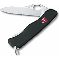 Нож перочинный Victorinox Sentinel One Hand Wavy Edge 0.8413.MW3 (111мм с фиксатором, 4 функции, черный).