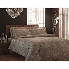 Комплект постельного белья TAC Евро Ribbon коричневый (3081-07108)/ 869604853103707108
