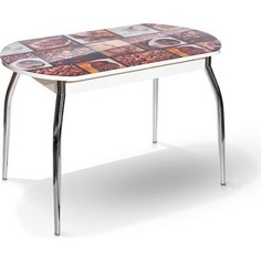 Стол МегаЭлатон Сиена белый, фотопечать №7 Кофе