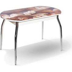 Стол МегаЭлатон Сиена-Мини белый, фотопечать №16 Абрикос