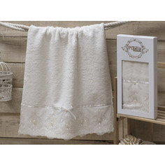 Полотенце Pupilla Inci бамбук с гипюром камушками (50x90) (8686 кремовый)
