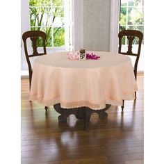 Скатерть Do and Co 160 круг КДК с гипюром (8526 персиковый)