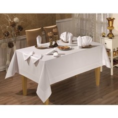 Скатерть Tabe Honey 160x220 + 8 салфеток (8670 белый)
