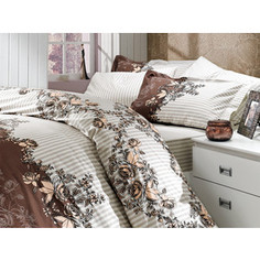 Комплект постельного белья Hobby home collection Евро, поплин, Delfina, коричневый (1501000089)