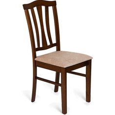 Стул TetChair CT 8162 с мягким сиденьем / Тёмный Дуб, Ткань бежевая