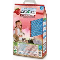 Наполнитель Cats Best Universal Strawberry древесный впитывающий с ароматом клубники для кошек и грызунов 5,5 (10л)