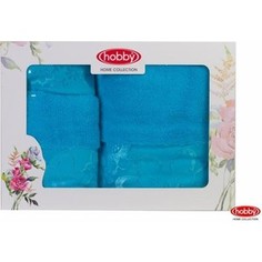 Набор из 3 полотенец Hobby home collection Dora 30x50/50x90/70x140 бирюзовый (1501001215)