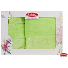 Набор из 3 полотенец Hobby home collection Dora 30x50/50x90/70x140 зеленый (1501001217)