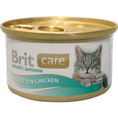 Консервы Brit Care Cat Kitten Chicken с цыплёнком для котят 80г (100061) Brit*
