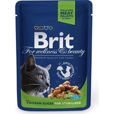 Паучи Brit Premium Cat Chicken Slices for Sterilised с кусочками курицы для стерилизованных кошек 100г (100310) Brit*