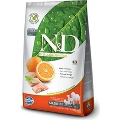 Сухой корм Farmina N&D Adult Dog Medium GF Fish & Orange беззерновой с рыбой и апельсином для собак всех пород 800г (20277)